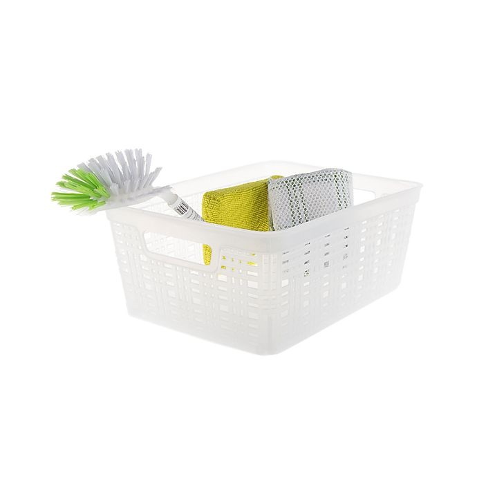 slide 2 of 3, Starplast Plastic Wicker Small Storage Basket - Frosted, 1 ct