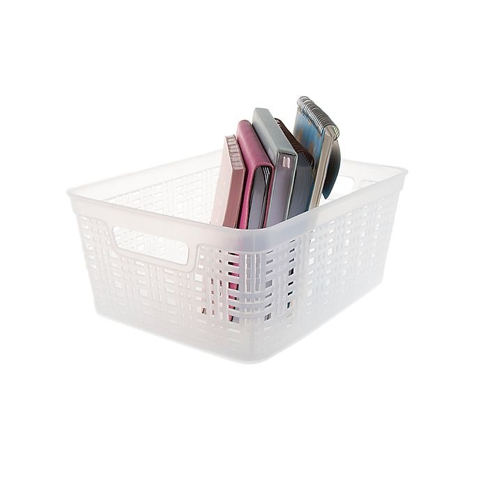 slide 3 of 3, Starplast Plastic Wicker Small Storage Basket - Frosted, 1 ct