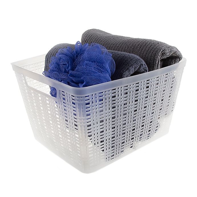 slide 2 of 2, Starplast Plastic Wicker Large Storage Basket - Frosted, 1 ct