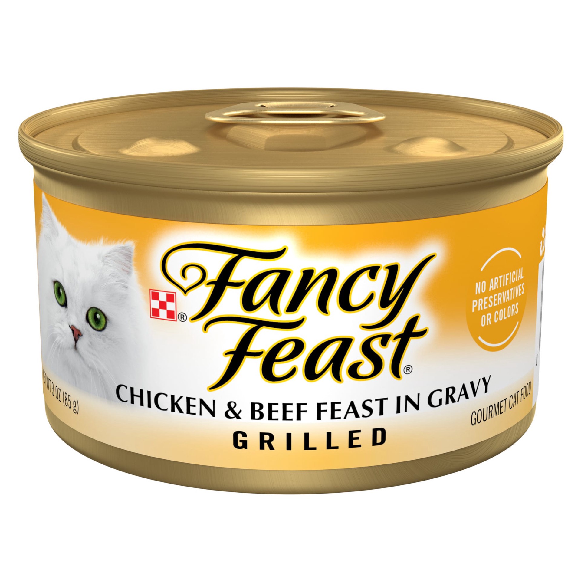 slide 1 of 7, Fancy Feast Purina Fancy Feast Grilled Chicken & Beef Feast in Gravy Cat Food, 3 oz