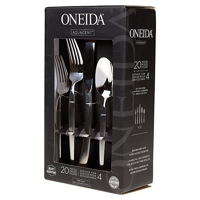 slide 9 of 9, Oneida Adjacent Satin Flatware Set, 20 ct