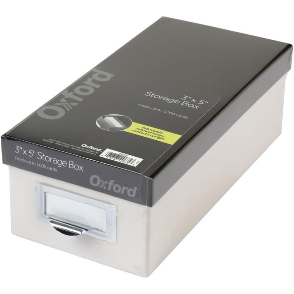 slide 3 of 6, Oxford Index Card Storage Box, Marble White/Black, 3 in x 5 in