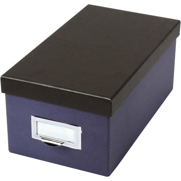 slide 3 of 5, Oxford Indigo/Black Index Card Storage Box, 4 in x 6 in