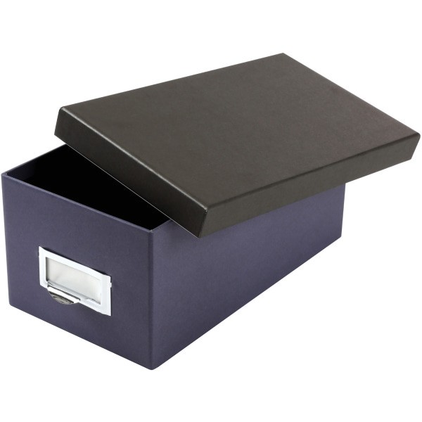 slide 5 of 5, Oxford Indigo/Black Index Card Storage Box, 4 in x 6 in