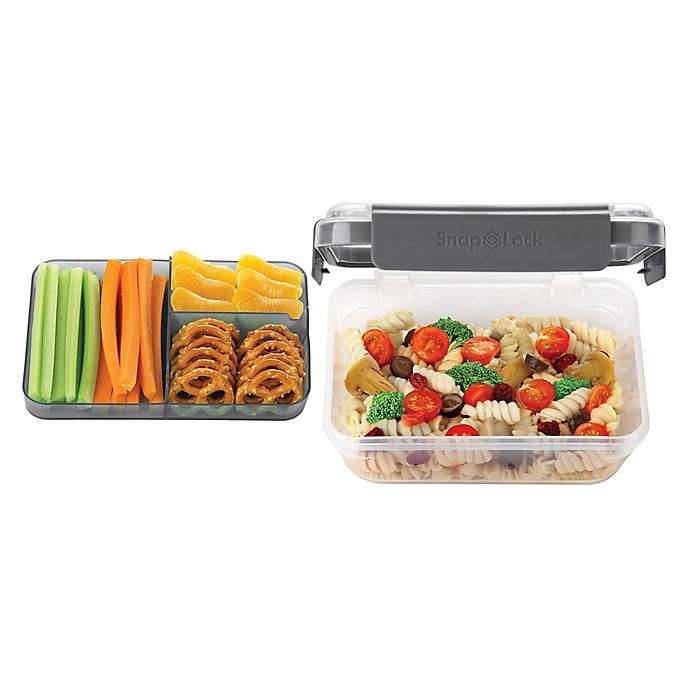 slide 2 of 4, Progressive Snaplock 4-Cup Bento-To-Go Container - Grey, 1 ct