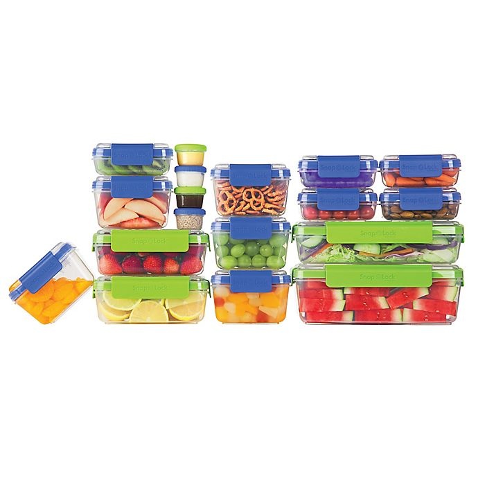 slide 3 of 3, Progressive SnapLock Food Container Set - Blue/Green, 36 ct