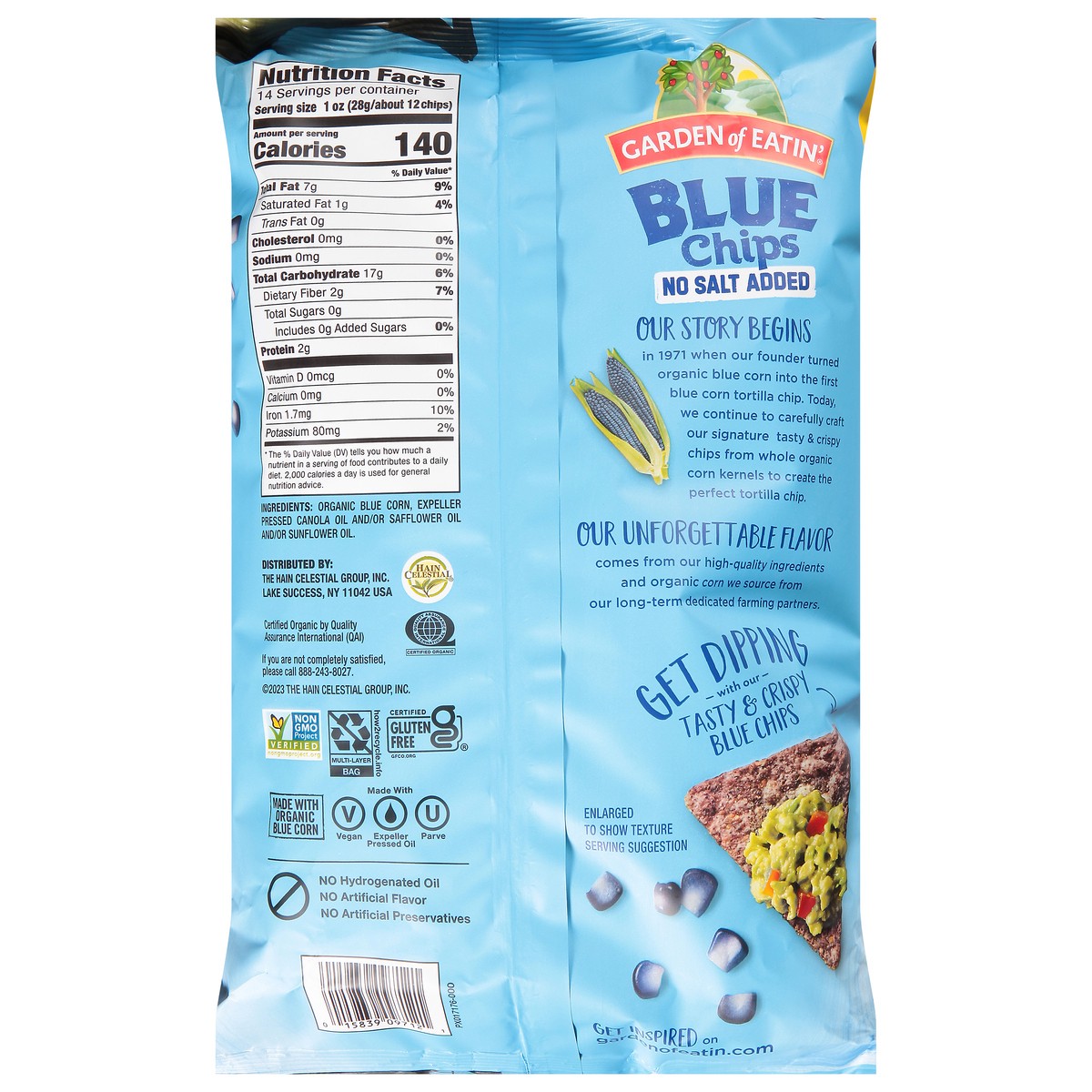 slide 9 of 11, Garden of Eatin' Blue Chips No Salt Added Corn Tortilla Chips 14 oz, 14 oz