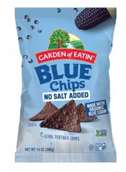 Garden of Eatin' Blue Chips No Salt Added Corn Tortilla Chips 14 oz