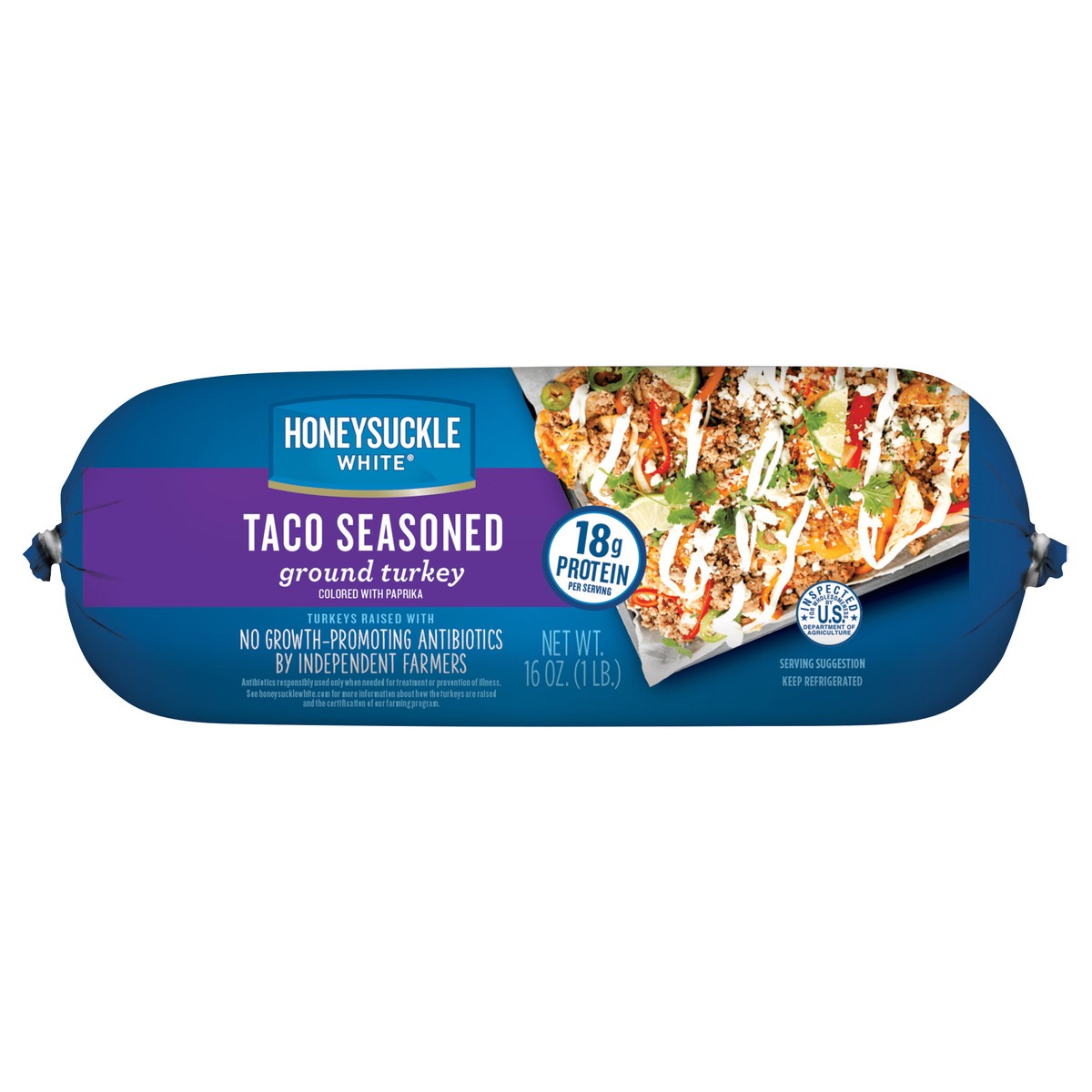 slide 1 of 6, Honeysuckle White Taco Seasoned Ground Turkey Roll, 1 lb., 16 oz