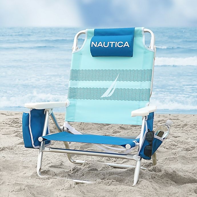 slide 1 of 3, Nautica5-Position Beach Chair - Blue, 1 ct