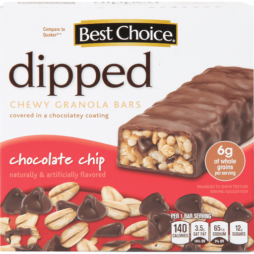 slide 1 of 1, Best Choice Dipped Peanut Butter Granola Bars, 6 ct