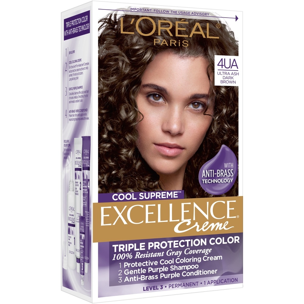 slide 1 of 1, L'Oréal Paris Excellence Creme Cool Supreme Permanent Hair Color 4UA Ultra Ash Dark Brown, 1 fl oz