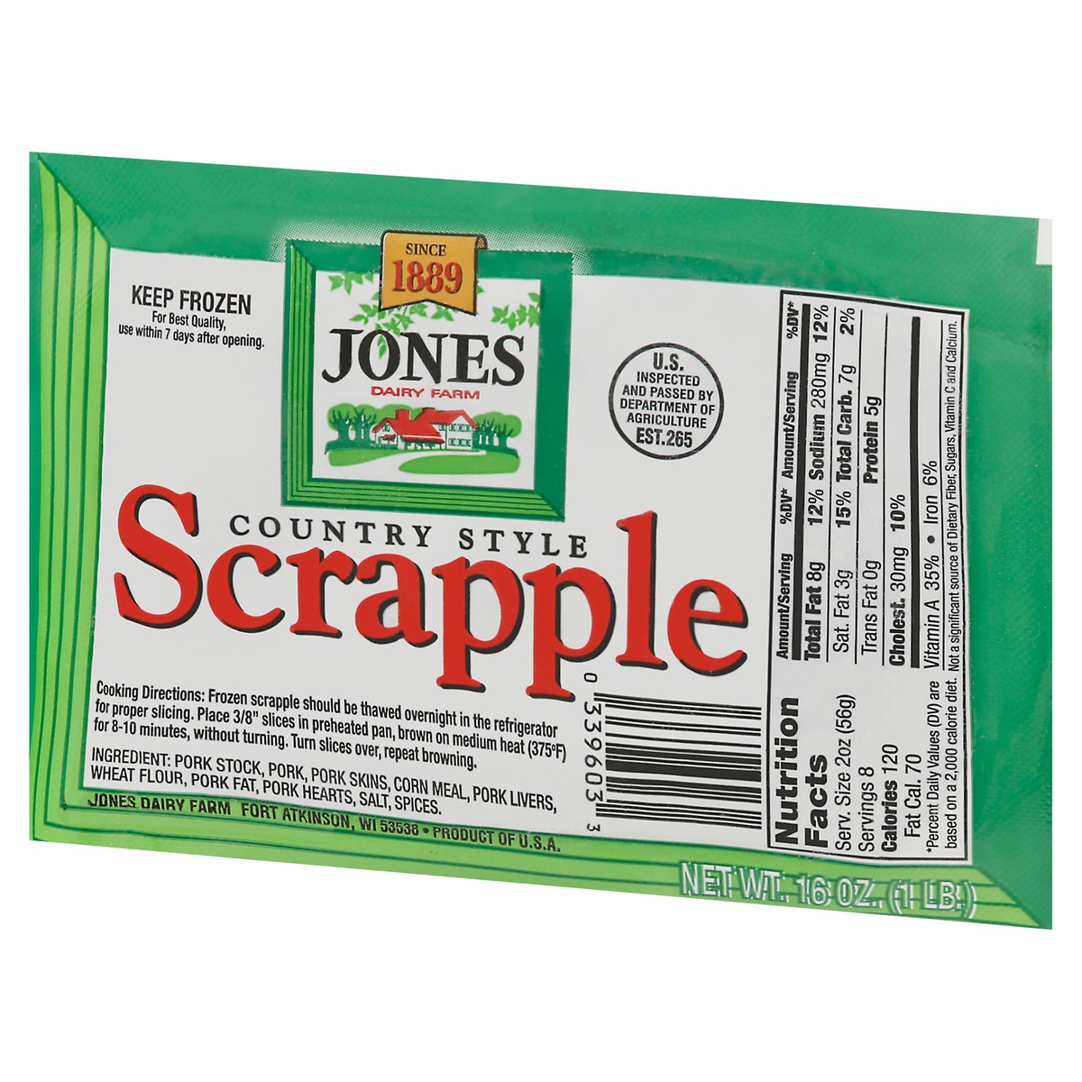 slide 9 of 9, Jones Dairy Farm Country Style Scrapple 16 oz, 16 oz