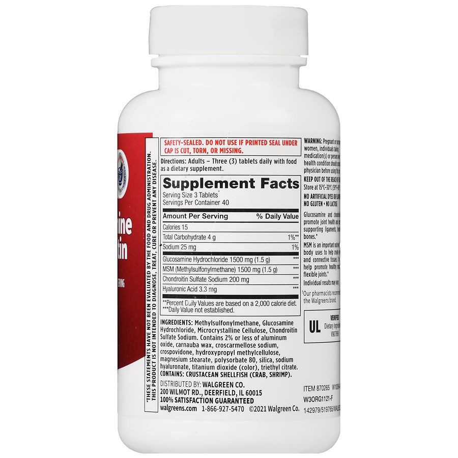 slide 2 of 5, Walgreens Glucosamine Chondroitin Advanced with MSM 1500 mg Tabs, 120 ct