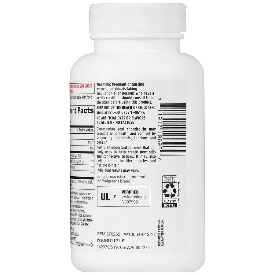 slide 4 of 5, Walgreens Glucosamine Chondroitin Advanced with MSM 1500 mg Tabs, 120 ct