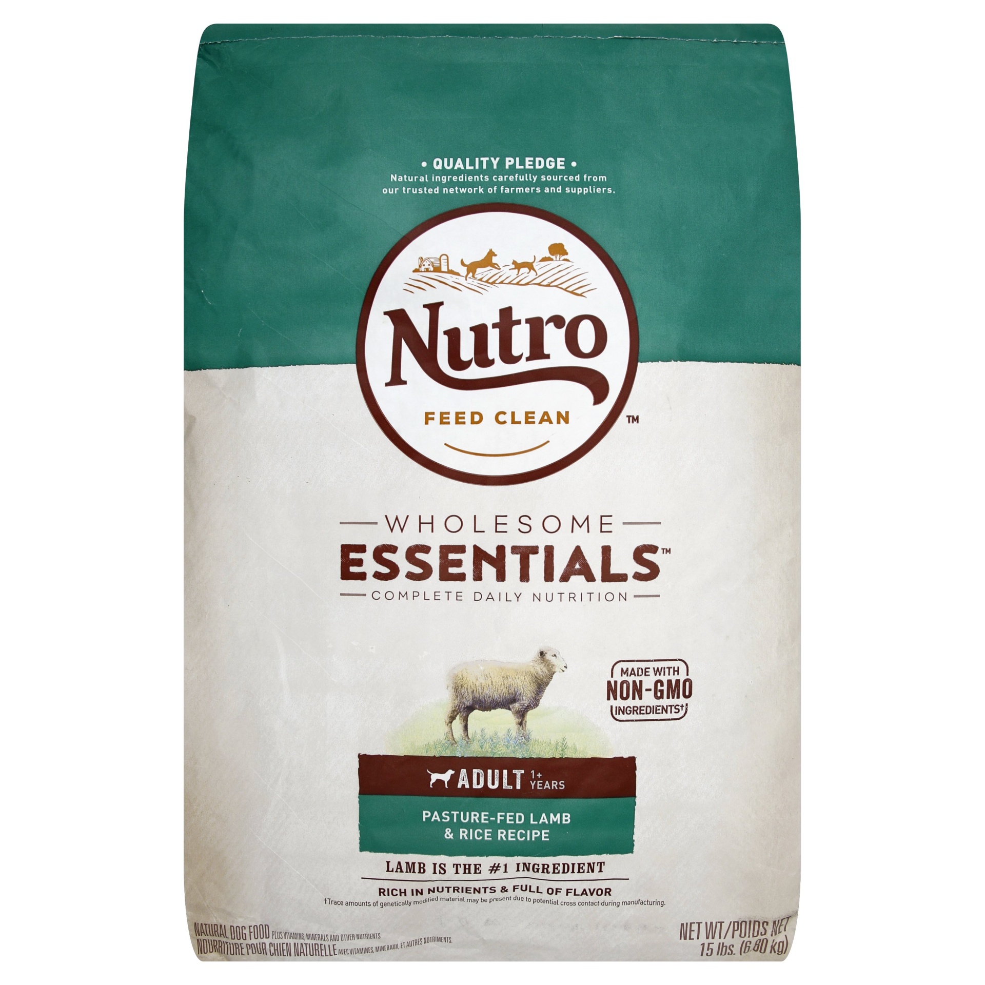 slide 1 of 10, Nutro Wholesome Essentials Adult Lamb & Rice Dry Dog Food, 15 lb