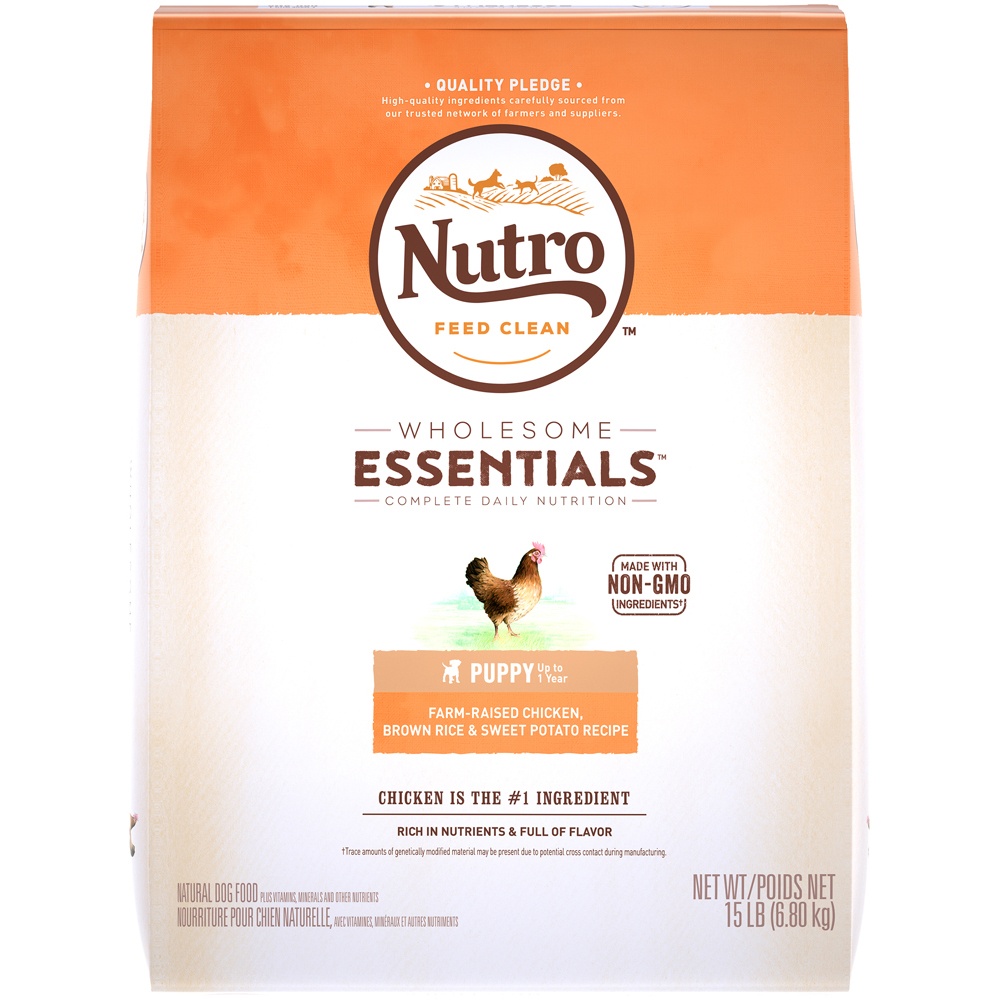 slide 1 of 10, Nutro Wholesome Essentials Puppy Chicken & Rice Dry Dog Food, 15 lb