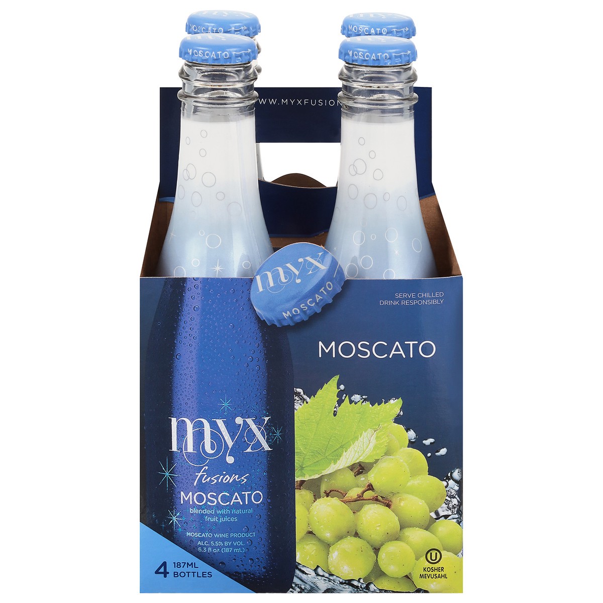 slide 1 of 9, MYX Fusions Fusions Original Moscato 4 - 187 ml Bottles, 748 ml