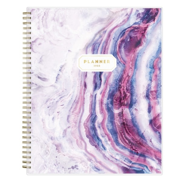 slide 1 of 5, Blue Sky Frosted Weekly/Monthly Safety Wirebound Planner, 8-1/2'' X 11'', Gemma Purple, January To December 2022, 1 ct