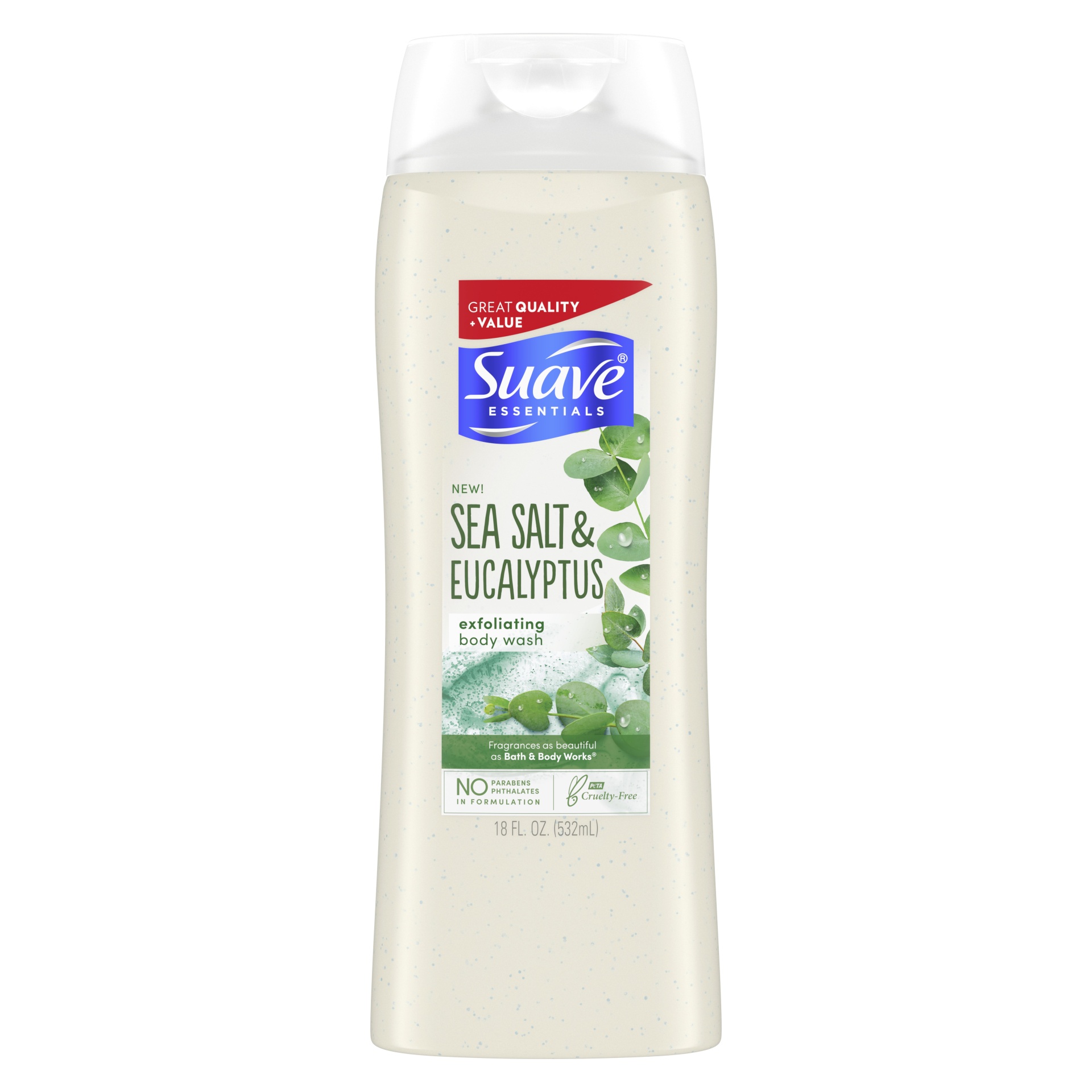 slide 1 of 4, Suave Sea Salt + Eucalyptus Body Wash, 18 oz