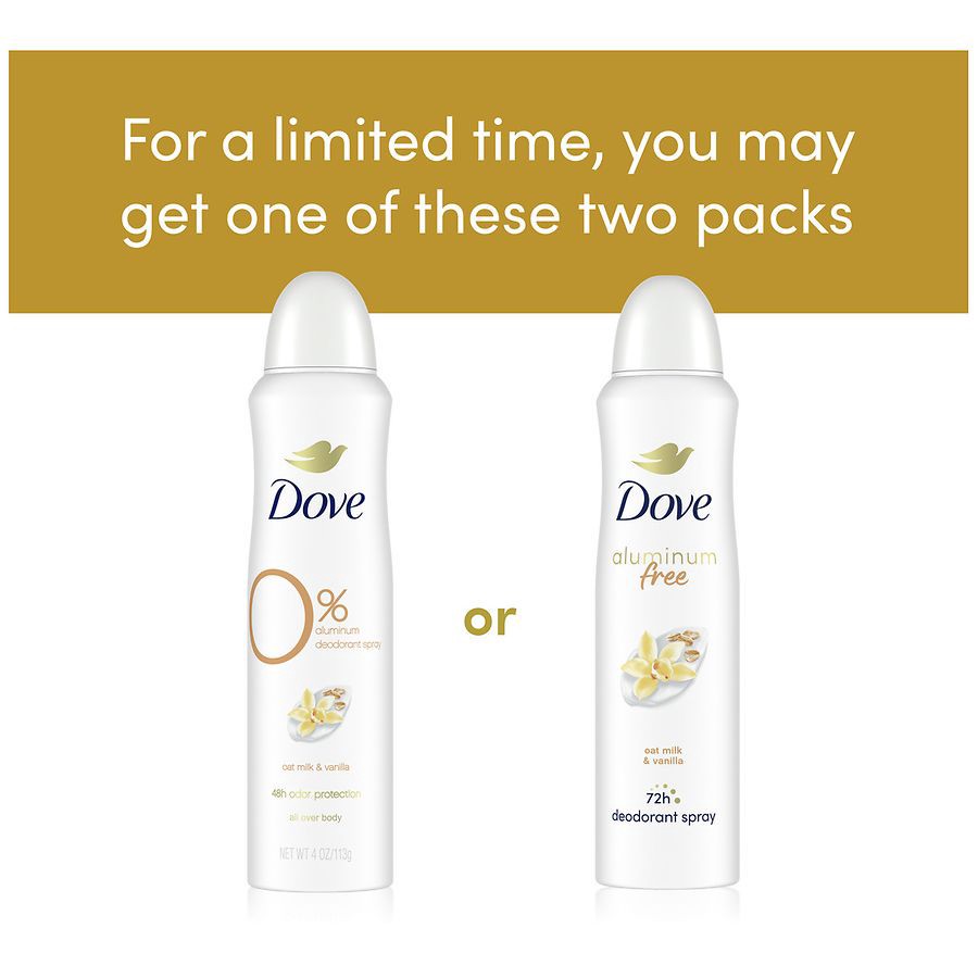 slide 2 of 5, Dove Deodorant Spray Oat Milk & Vanilla, 4 oz