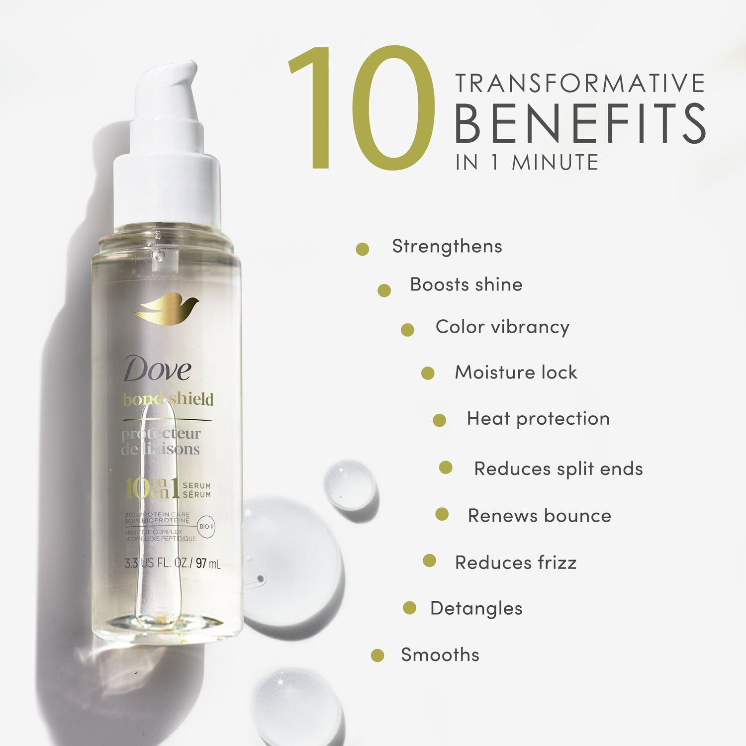 slide 10 of 15, Dove 10 in 1 Bond Shield Serum, 3.3 fl oz