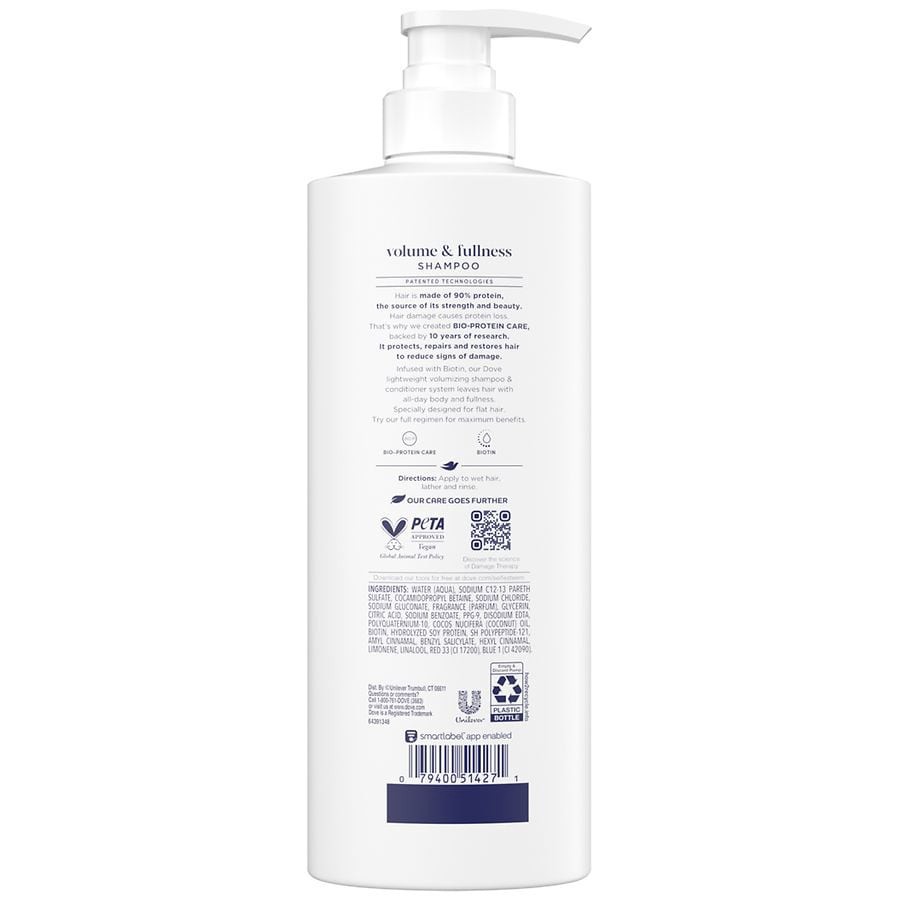 slide 4 of 5, Dove Volume And Fullness Damage Therapy Shampoo, 18 fl oz