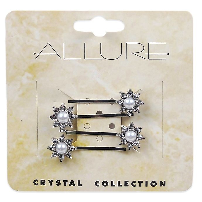 slide 1 of 1, Allure Crystal Collection Faux Pearl Bobby Pins, 4 ct