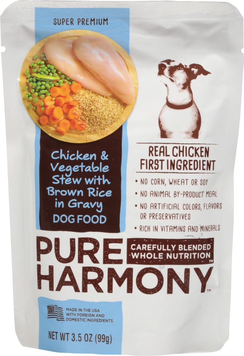 slide 14 of 16, Pure Harmony Dog Food Chicken & Vegetable Stew With Brown Rice In Gravy Dog Food Pouch, 3.5 oz