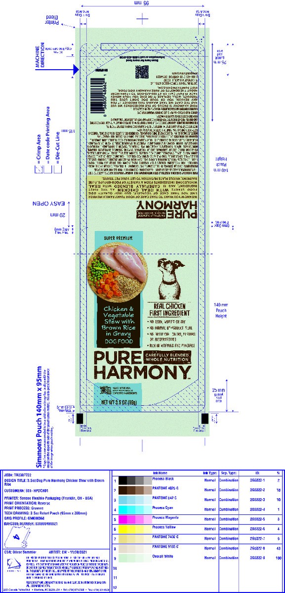slide 13 of 16, Pure Harmony Dog Food Chicken & Vegetable Stew With Brown Rice In Gravy Dog Food Pouch, 3.5 oz
