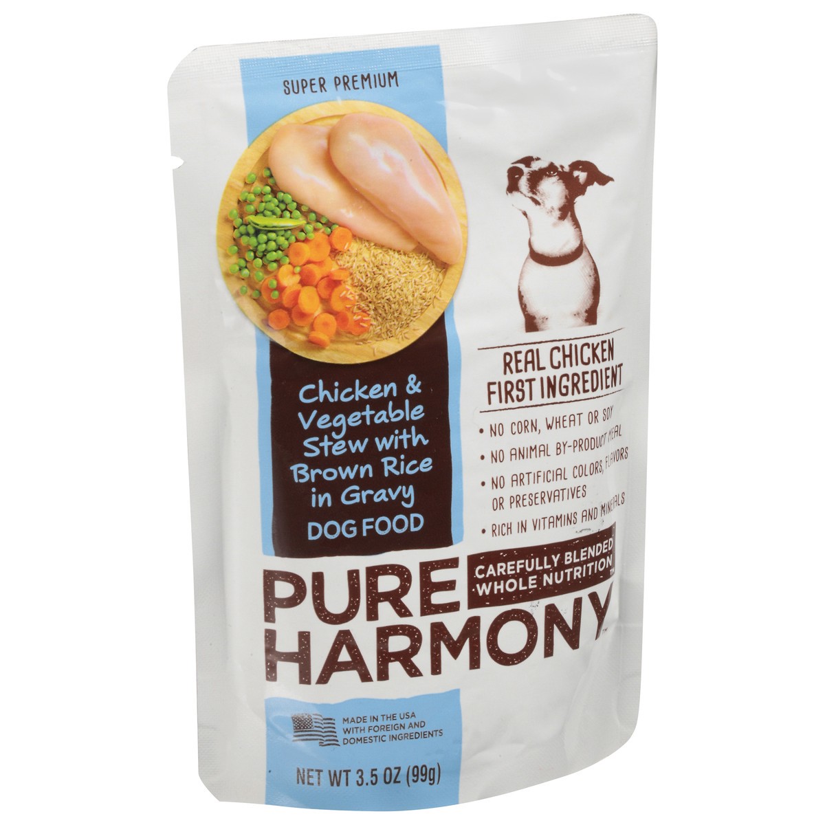 slide 2 of 16, Pure Harmony Dog Food Chicken & Vegetable Stew With Brown Rice In Gravy Dog Food Pouch, 3.5 oz