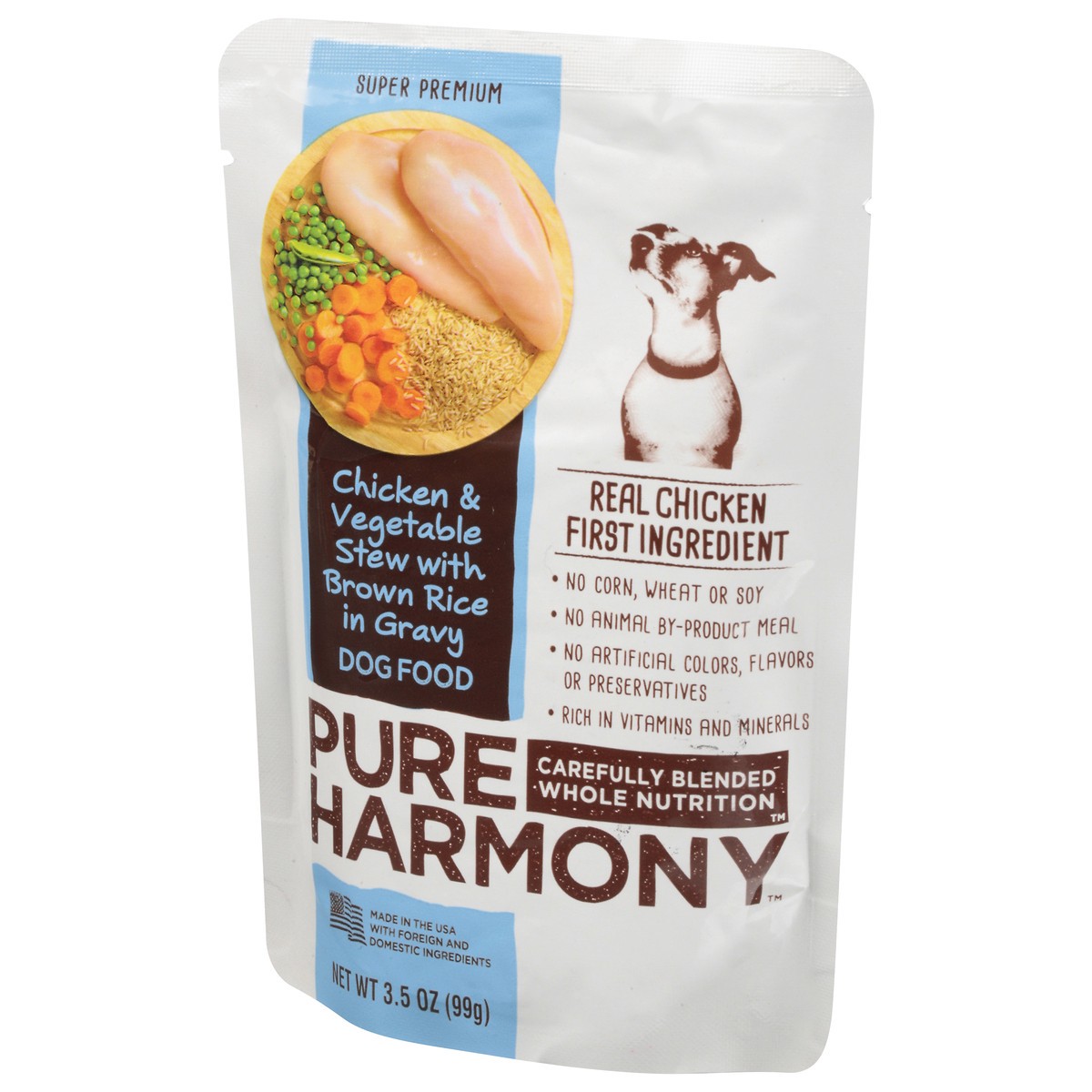 slide 7 of 16, Pure Harmony Dog Food Chicken & Vegetable Stew With Brown Rice In Gravy Dog Food Pouch, 3.5 oz