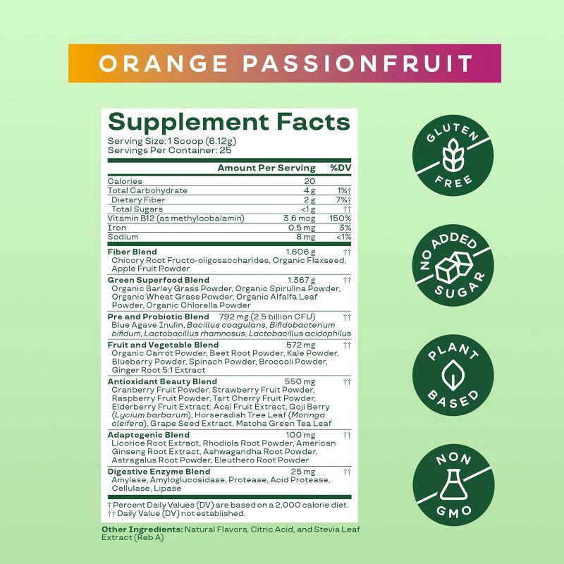 slide 2 of 5, Bloom Orange Passionfruit Flavored Greens & Superfoods 5.39 oz, 5.39 oz