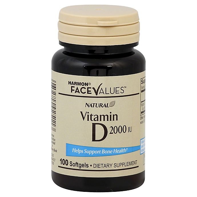 slide 1 of 1, Harmon Face Values Natural 2000 IU Vitamin D Softgels, 100 ct