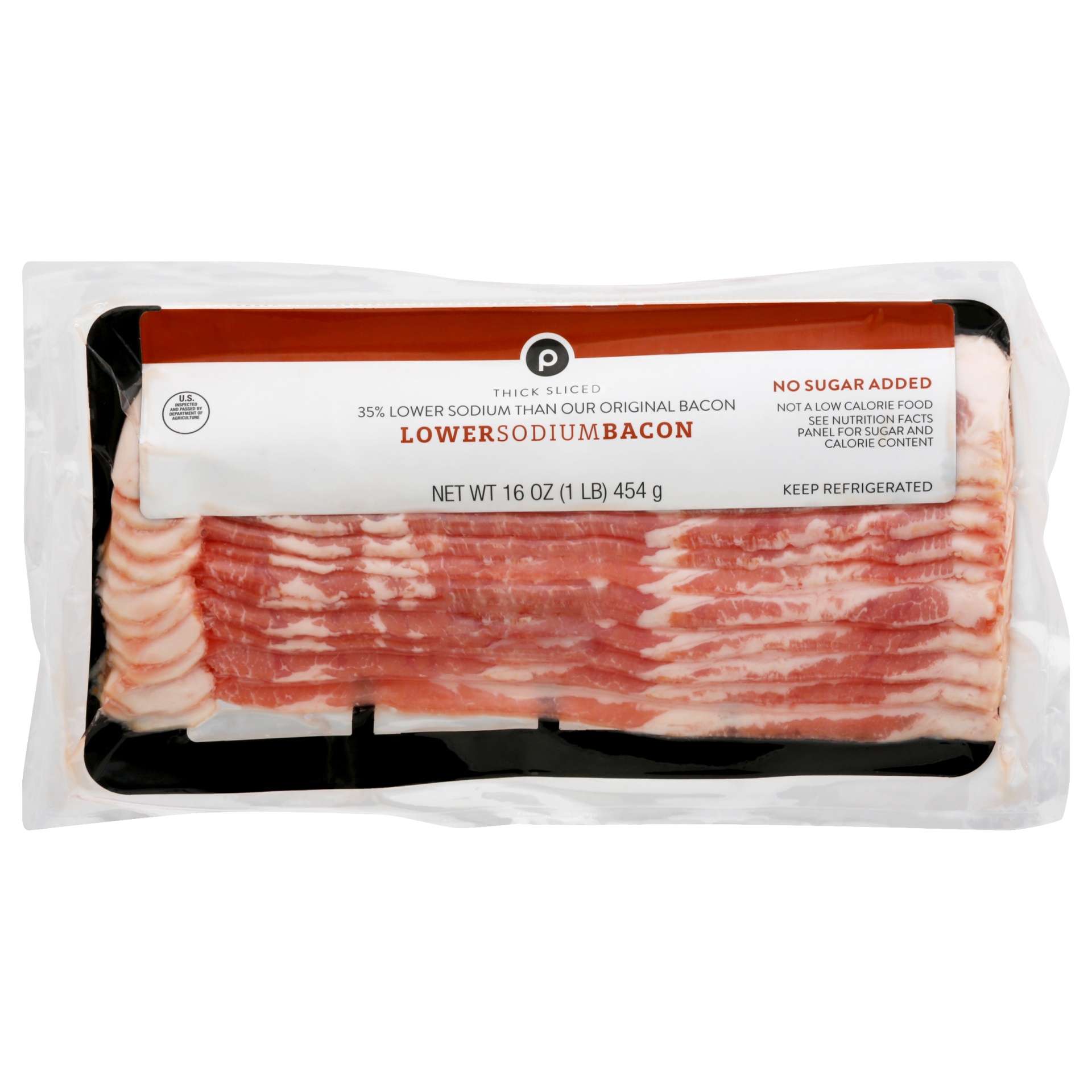 slide 1 of 1, Publix Thick Sliced Lower Sodium Bacon, 16 oz