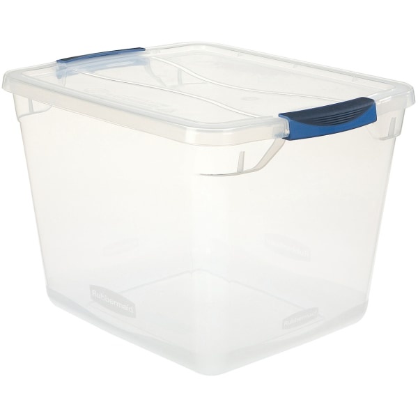 slide 1 of 1, Rubbermaid Cleverstore Storage Totes, With Latching Lids, 18-3/4'' X 13-3/8'' X 10-1/2'', Clear, Pack Of 8 Totes, 8 ct