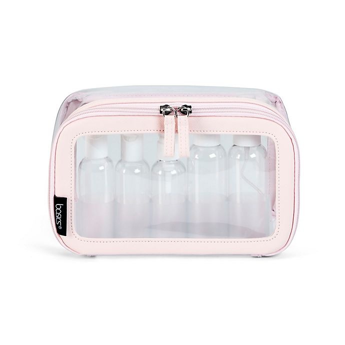 slide 1 of 2, Allegro Basics Basic Travel Organizer with Bottle - Clear/Pink, 1 ct