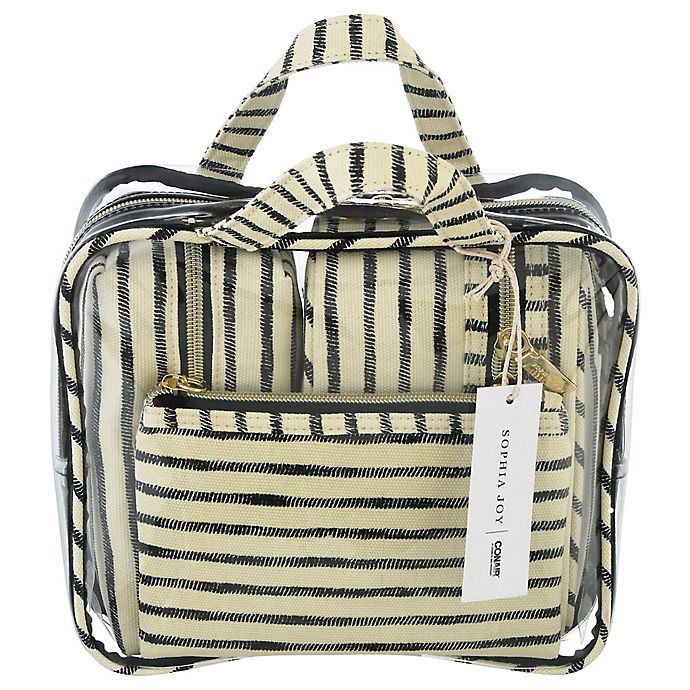 slide 2 of 4, Sophia Joy Striped Makeup Tote Bag, 4 ct