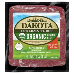 Dakota Organic 100% Grass-Fed and Grass-Finished 90/10 Lean Ground Beef 16 oz