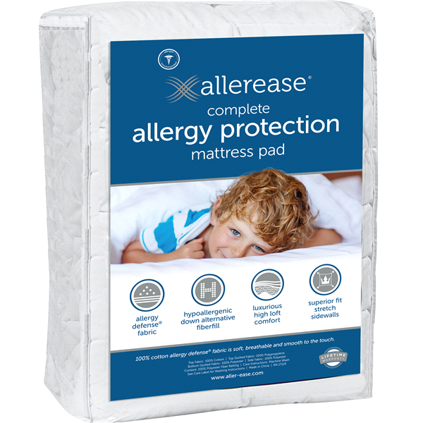 slide 1 of 1, AllerEase Advanced Allergy Protection Mattress Pad, Full Size
