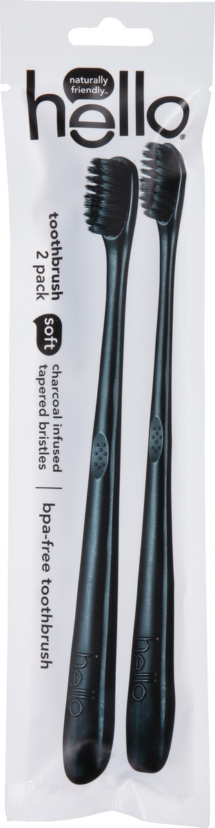 slide 6 of 9, hello Activated Charcoal Infused Bristle BPA-Free Black Toothbrush Twin Pack, Vegan & Cruelty Free, 2 pc