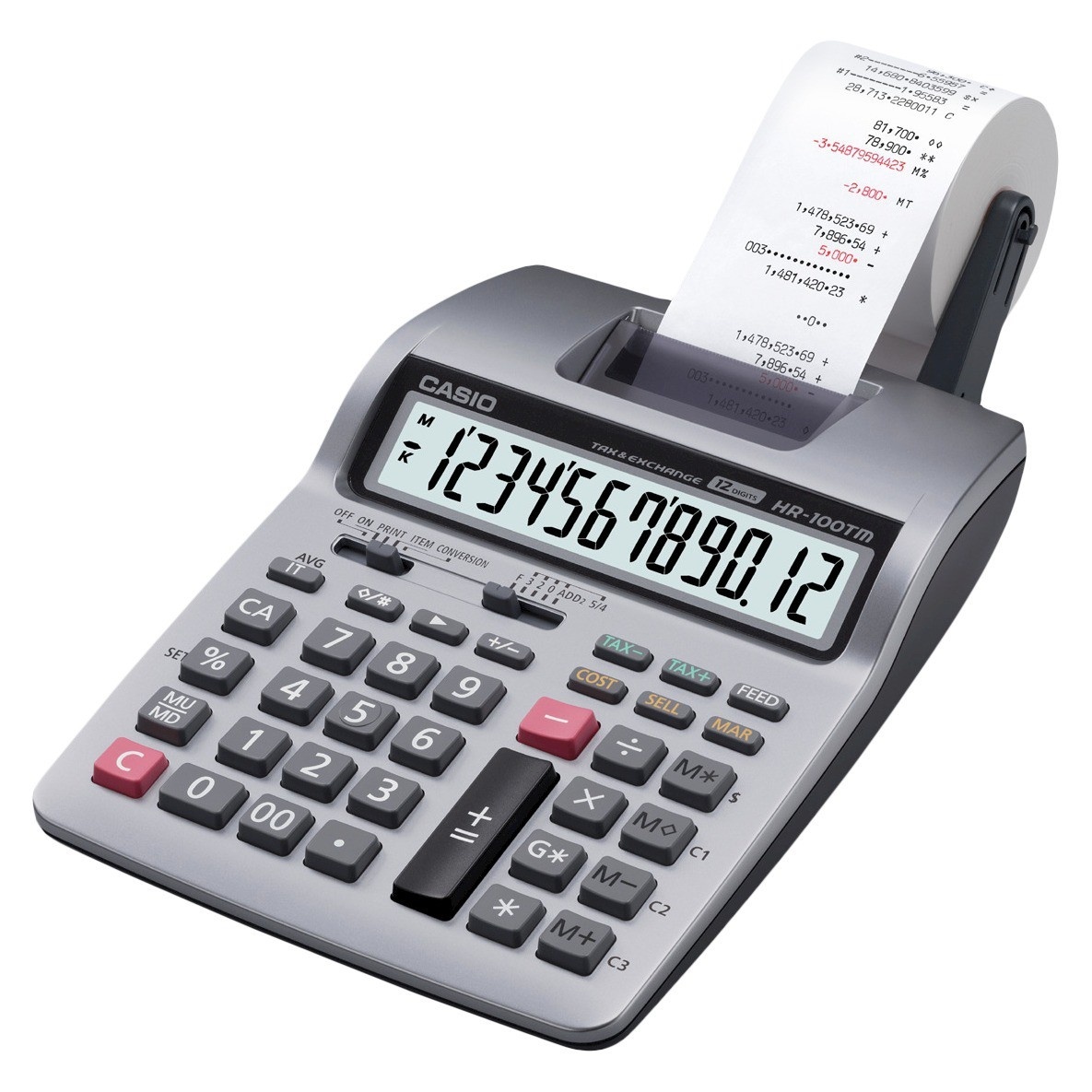 slide 1 of 2, Casio Printing Calculator - Silver (HR100TM), 1 ct