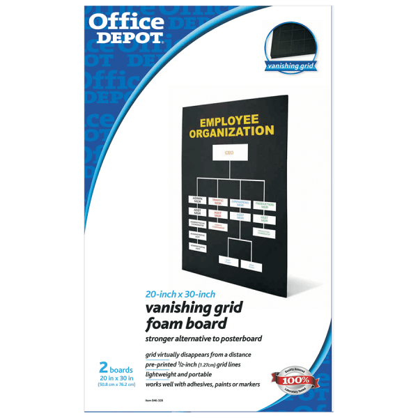 slide 3 of 4, Office Depot Brand Vanishing Grid Foam Boards, 20'' X 30'', Black, Pack Of 2, 2 ct