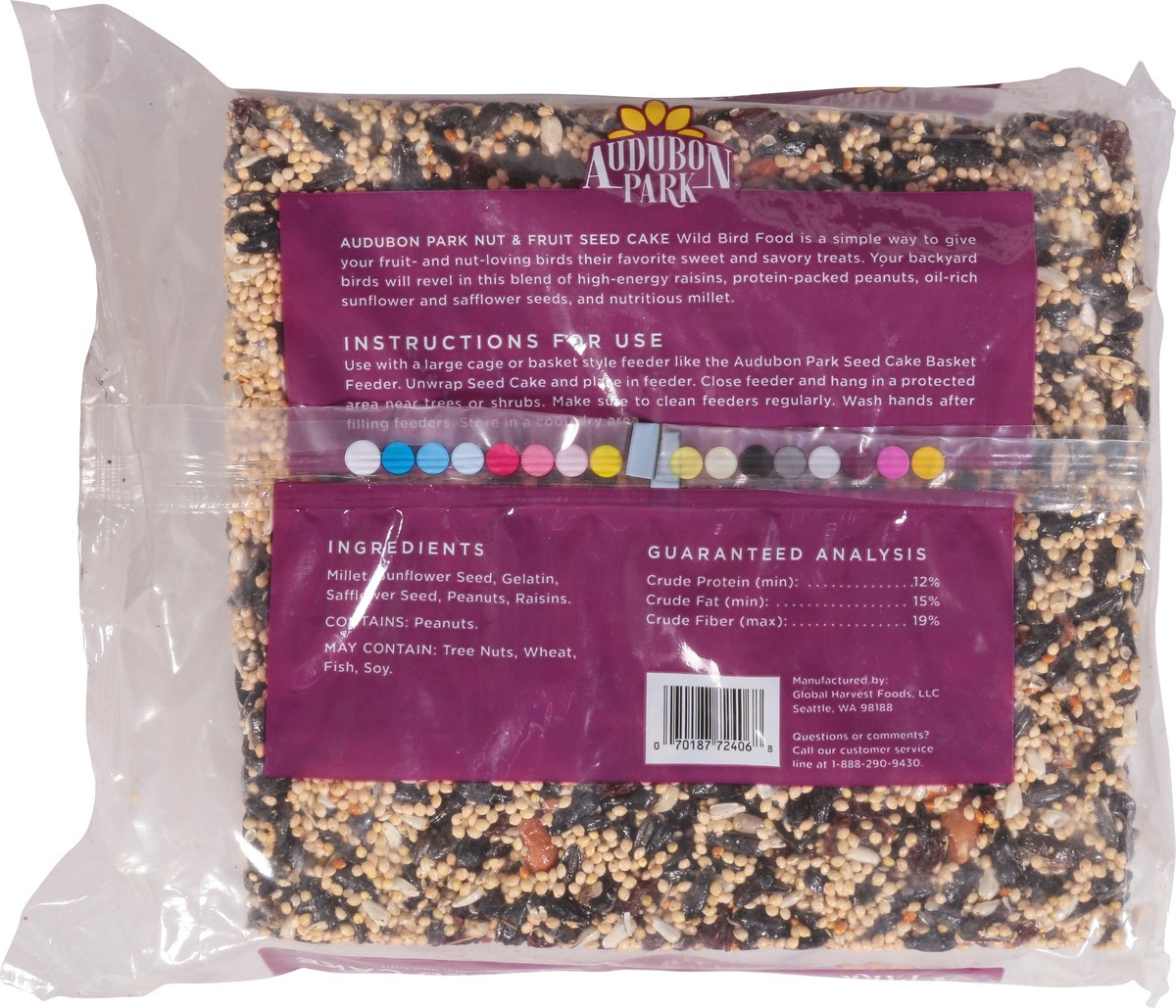slide 6 of 9, Audubon Park Nut & Fruit Seed Cake Wild Bird Food 24 oz, 24 oz