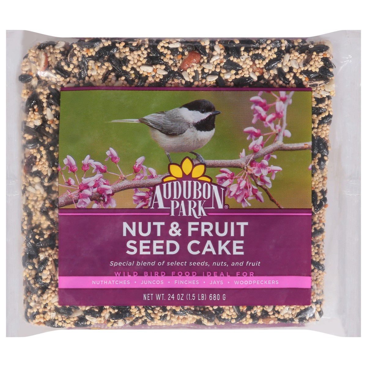 slide 1 of 9, Audubon Park Nut & Fruit Seed Cake Wild Bird Food 24 oz, 24 oz