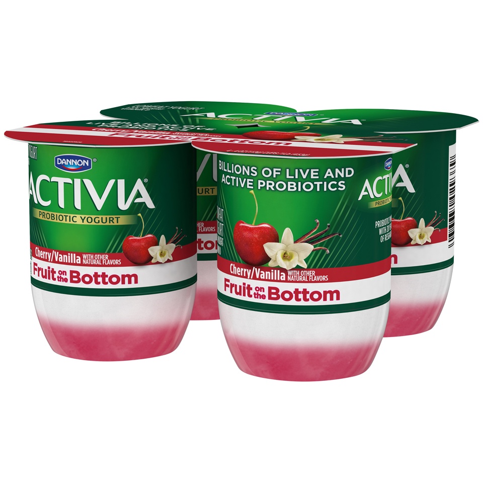 slide 3 of 7, Dannon Activia Fruit Fusion Probiotic Lowfat Yogurt Cherry Vanilla, 4 ct; 4 oz