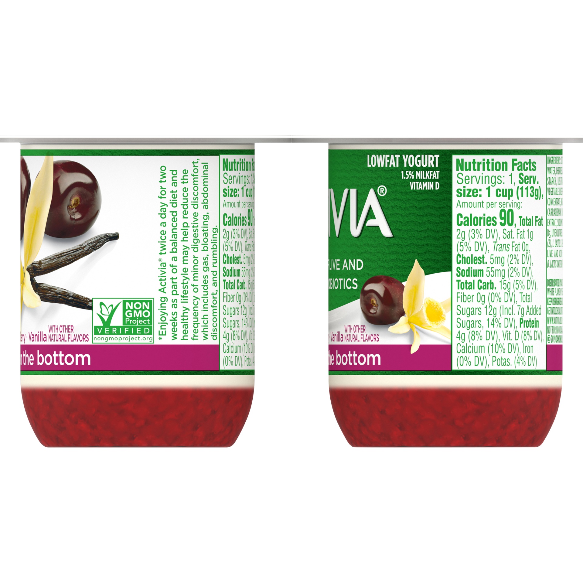 slide 5 of 7, Dannon Activia Fruit Fusion Probiotic Lowfat Yogurt Cherry Vanilla, 4 ct; 4 oz