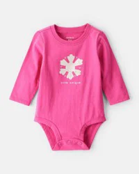 Carter's Baby Girl Snowflake Long-Sleeve Graphic Bodysuit - Pink Fuchsia 12M