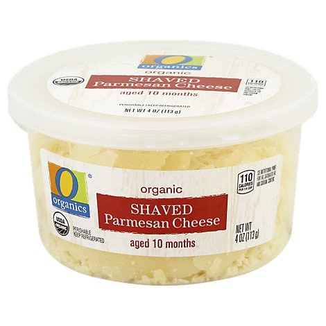 slide 1 of 1, O Organics Organic Cheese Parmesan Shaved Aged 10 Months, 4 oz