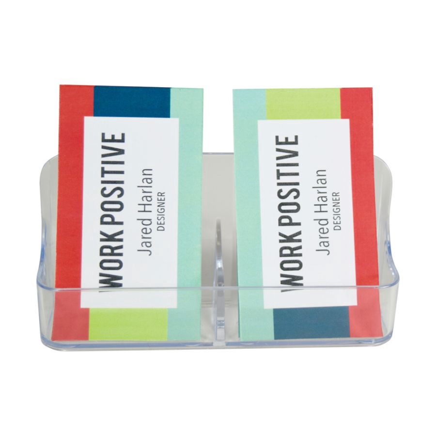 slide 3 of 3, Deflect-O 2-Compartment Vertical Business Card Holder, Clear, 1 ct